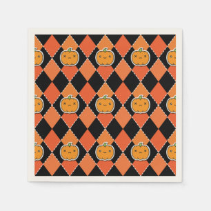 Servilleta De Papel Halloween Kawaii Jack-o-lantern Argyle