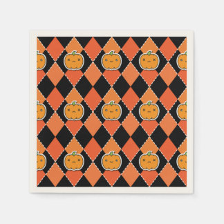 Servilleta De Papel Halloween Kawaii Jack-o-lantern Argyle
