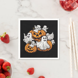 Servilleta De Papel Halloween: Kleine Geister mit Kürbissen - 