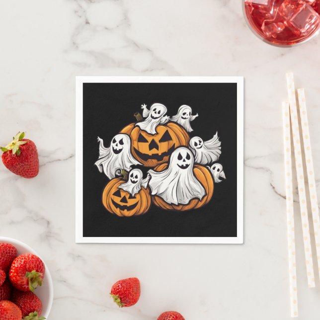 Servilleta De Papel Halloween: Kleine Geister mit Kürbissen -  (In situ)