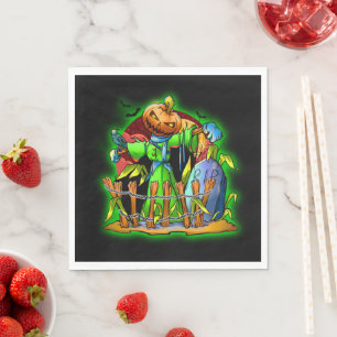 Servilleta De Papel Halloween Lady Scarecrow Cabeza de calabaza QEPD B