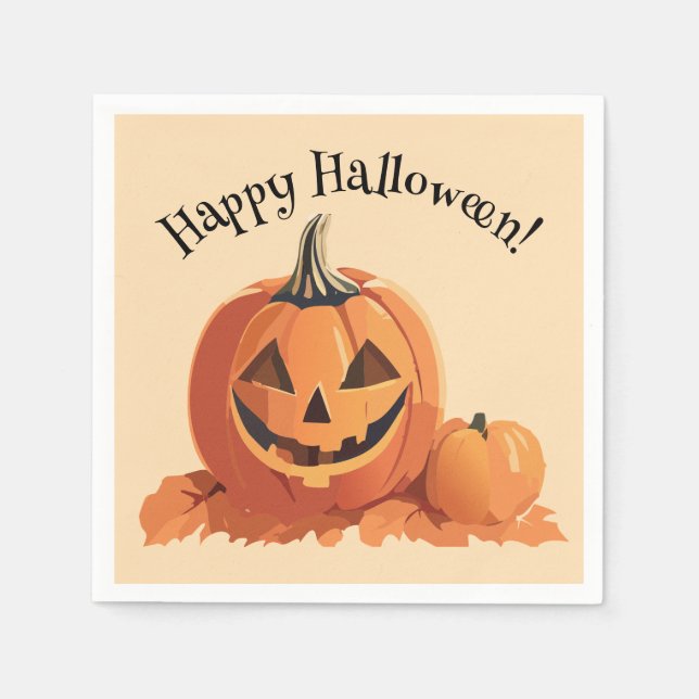 Servilleta De Papel Halloween lindo Jack-o-Lantern (Anverso)