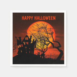 Servilleta De Papel Halloween Luna llena Napa de Horror en la Casa