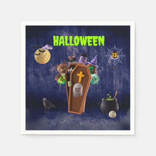 Servilleta De Papel Halloween - Monstruos (Anverso)