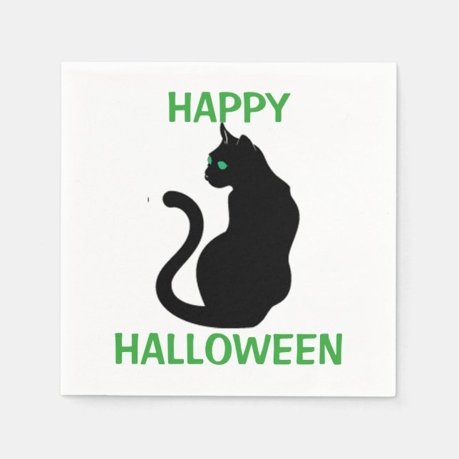 Servilleta De Papel Halloween Napkin/Gato negro (Anverso)