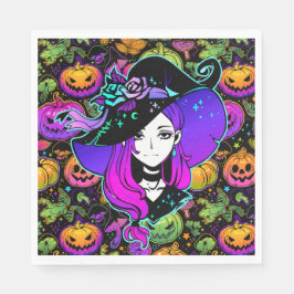 Servilleta De Papel Halloween Neon Witch