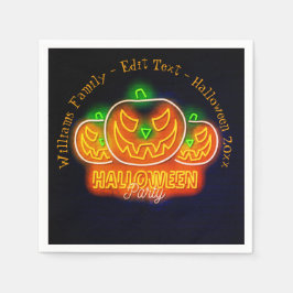 Servilleta De Papel Halloween Nombre Año 20xx Neon Glow Look Pumpkin