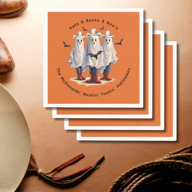 Servilleta De Papel Halloween Occidental Funny Ghost Cowboys Personali (Replace text with your own to personalize.  See collection for other partyware)