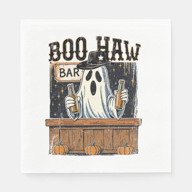 Servilleta De Papel Halloween Occidental retro de Boo Haw (Anverso)