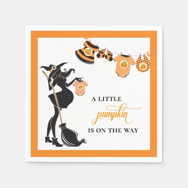 Servilleta De Papel Halloween Octubre Witch Pumpkin Baby Shower (Anverso)