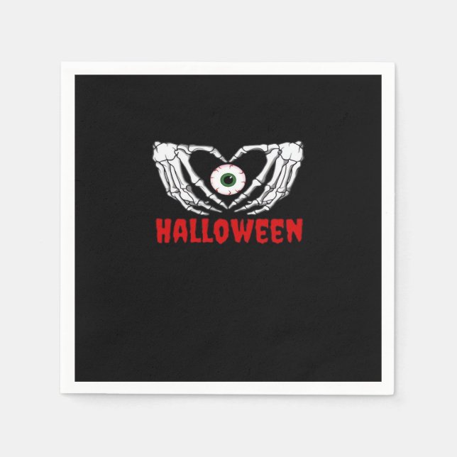 Servilleta De Papel Halloween ocular - Corazón de manos para esqueleto (Anverso)
