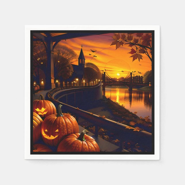 Servilleta De Papel Halloween Paisaje Dos (Anverso)