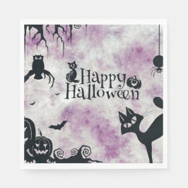 Servilleta De Papel Halloween Party Black Cat Evil Pumpkins Lechuzas a