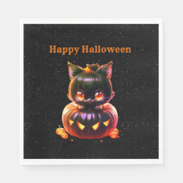 Servilleta De Papel Halloween Party Black Cat Pumpkin Horror