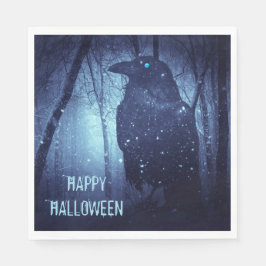 Servilleta De Papel Halloween Party Black Raven Crow Blue Forest