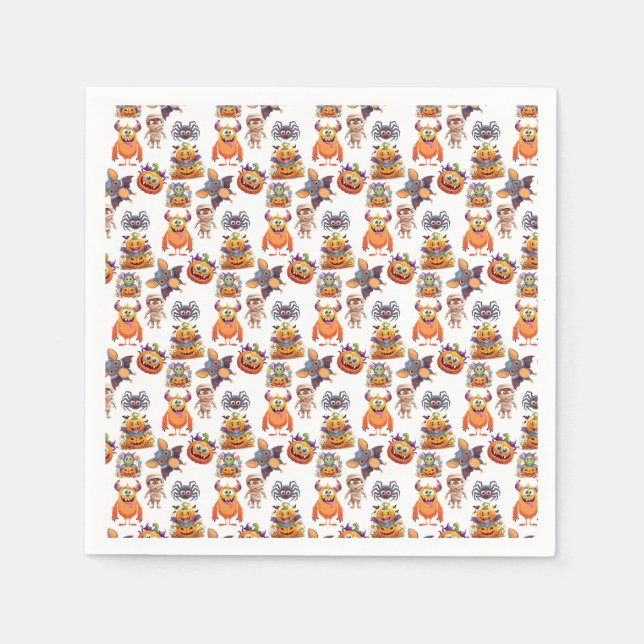 Servilleta De Papel Halloween Patttern De Criaturas (Anverso)
