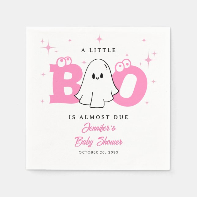 Servilleta De Papel Halloween Pequeño Boo Aburrido Chica Baby Shower (Anverso)