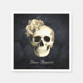 Servilleta De Papel Halloween personalizado con rosas blancas de cráne