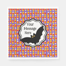 Servilleta De Papel Halloween Personalizado Crazy Candy Corn Black Bat