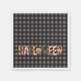 Servilleta De Papel Halloween Plaid Pumpkin