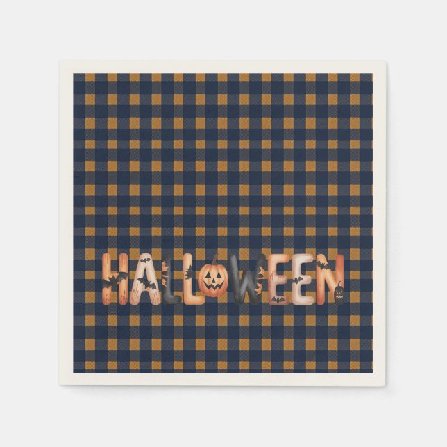 Servilleta De Papel Halloween Plaid Pumpkin (Anverso)
