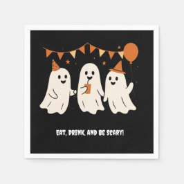 Servilleta De Papel Halloween Playful White Ghost Black Festive 