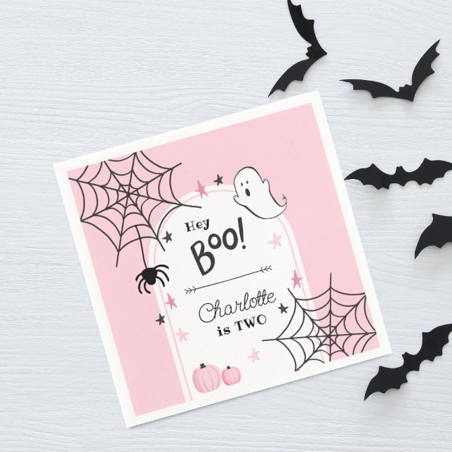 Servilleta De Papel Halloween Rosado Fantasma Segundo cumpleaños (Subido por el creador)