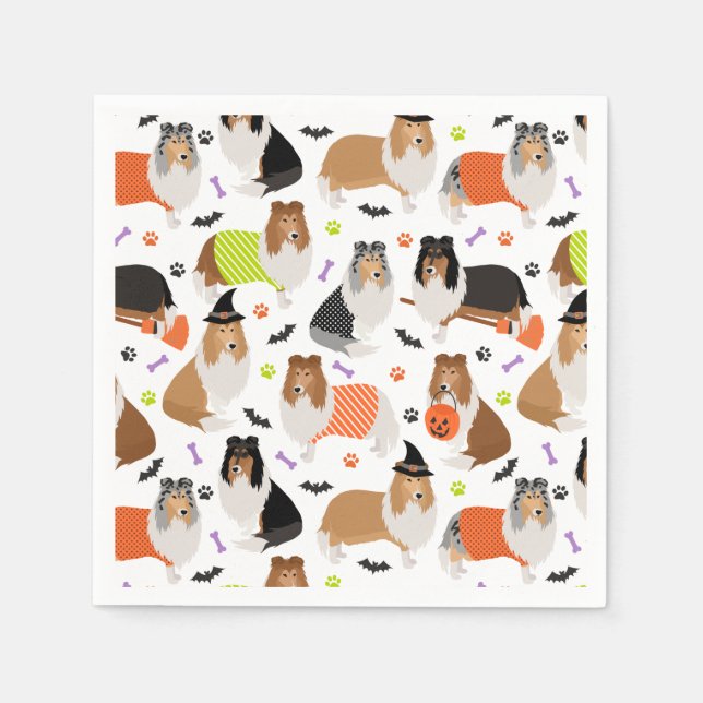 Servilleta De Papel Halloween Rough Collie Napkins (Anverso)