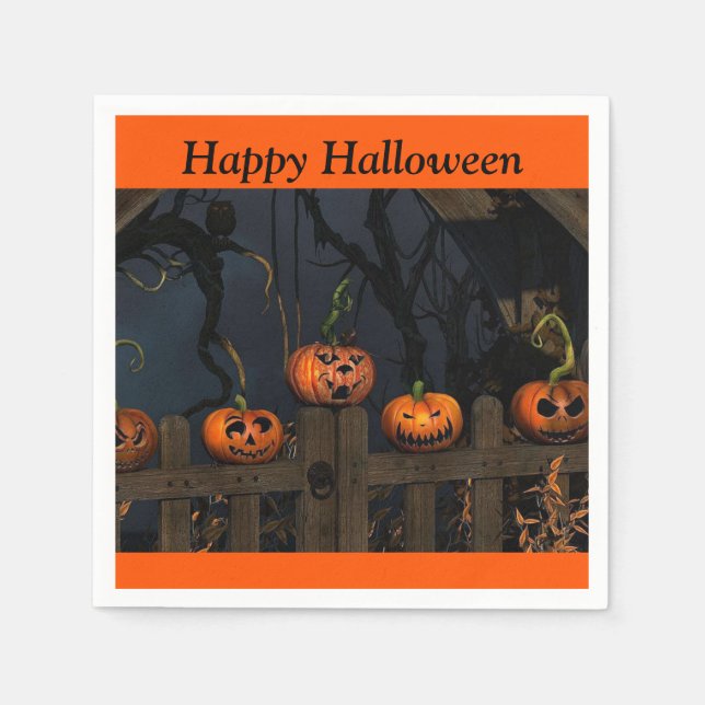 Servilleta De Papel Halloween Scary Pumpkins Niños Fiesta Papel Napkin (Anverso)