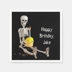 Servilleta De Papel Halloween Skeleton Birthday con nombre