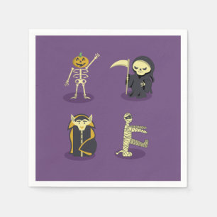 Servilleta De Papel Halloween Skeleton Dracula Mummy Grim Reaper