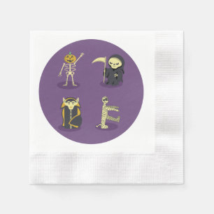 Servilleta De Papel Halloween Skeleton Dracula Mummy Grim Reaper