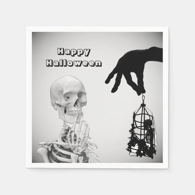 Servilleta De Papel Halloween Skeleton Papel Napkin (Anverso)
