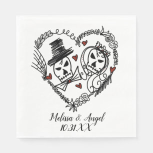 Servilleta De Papel Halloween Skeleton Parejas Wreath Ilustracion