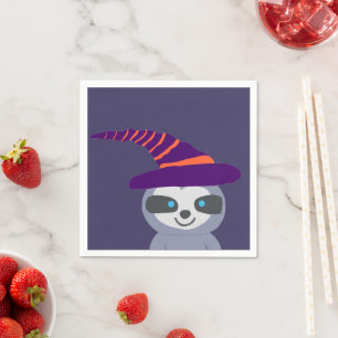 Servilleta De Papel Halloween Sloth en el Gorra de Brujas