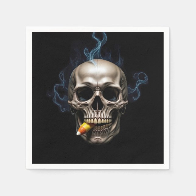 Servilleta De Papel Halloween Smoull Skull Biting Candy Corn (Anverso)