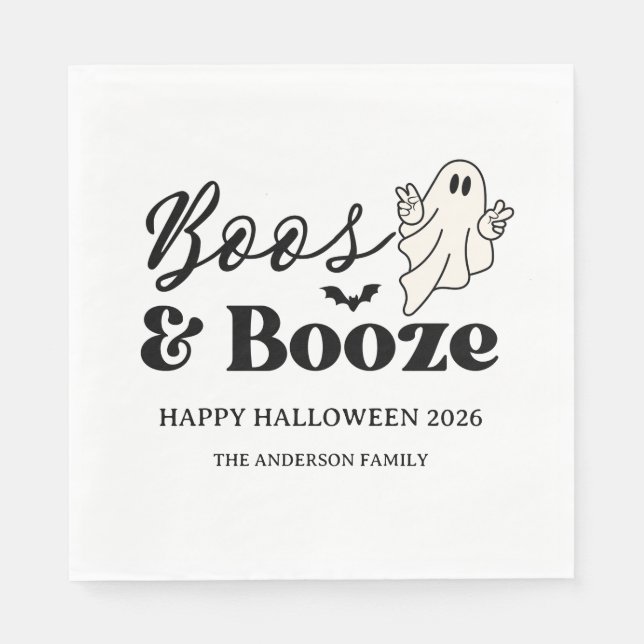 Servilleta De Papel Halloween Spooktacular Retro Boos & Booze (Anverso)