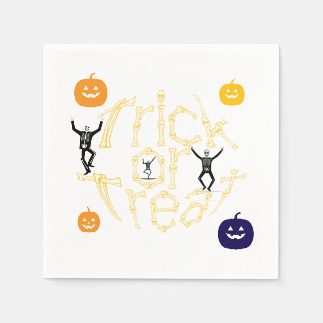 Servilleta De Papel Halloween Spooky Bone Text Trick or Trek (Anverso)