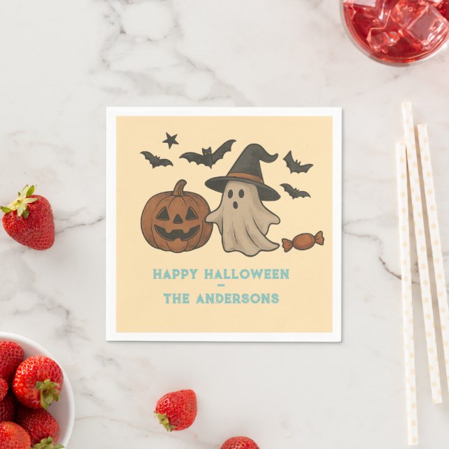 Servilleta De Papel Halloween Spooky Cute - Fantasmas, Bats & Candy (In situ)