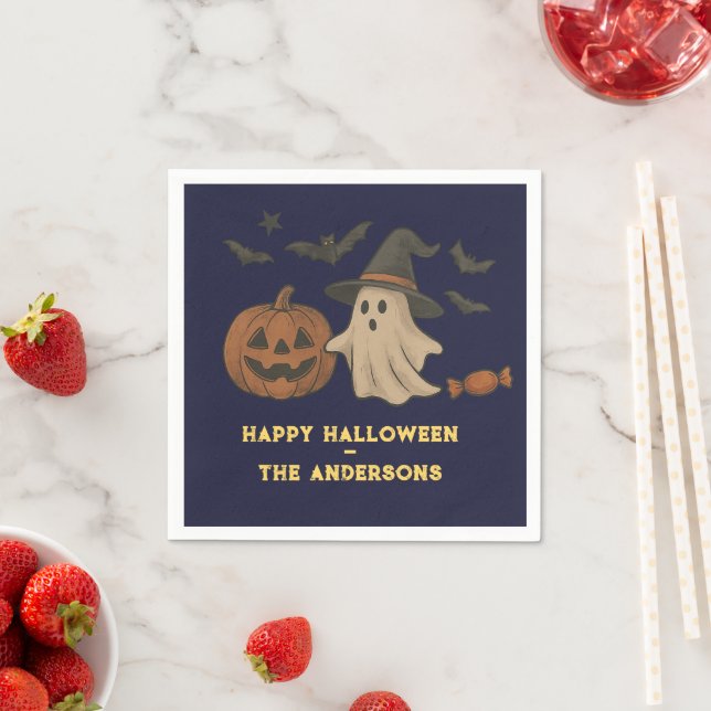 Servilleta De Papel Halloween Spooky Cute - Fantasmas, Bats & Candy (In situ)
