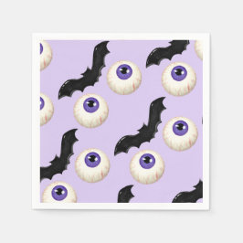 Servilleta De Papel Halloween Spooky Eyeball & Bat trata a morado
