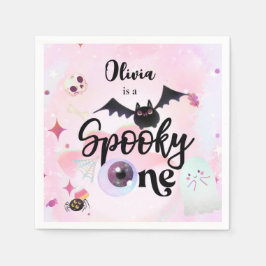 Servilleta De Papel Halloween Spooky ONE 1er cumpleaños color rosa