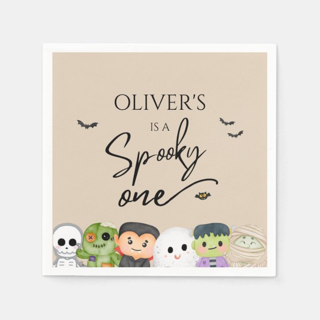 Servilleta De Papel Halloween Spooky One First Birthday (Anverso)
