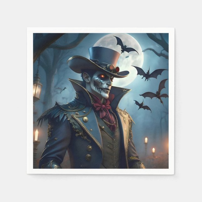 Servilleta De Papel Halloween Steampunk Sureño Gótico Zombie (Anverso)