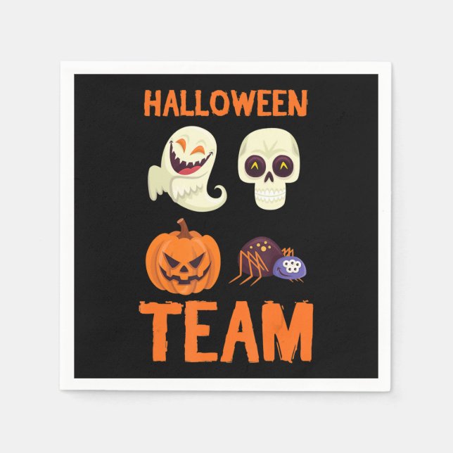 Servilleta De Papel Halloween Team Skeleton Pumpkin Ghost Spider Spode (Anverso)