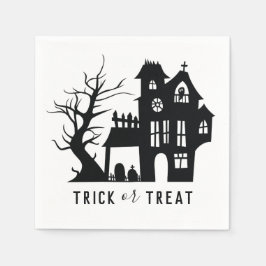 Servilleta De Papel Halloween tenebrosa casa. Truco o tratamiento