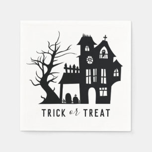 Servilleta De Papel Halloween tenebrosa casa. Truco o tratamiento
