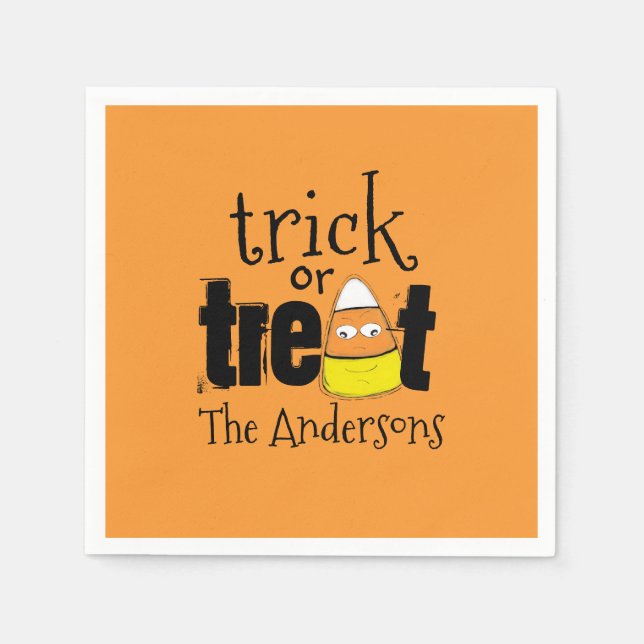 Servilleta De Papel Halloween Trite Trick o Trete Funny Candy Corn (Anverso)