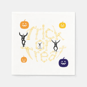 Servilleta De Papel Halloween Truco o Trato de Texto de Hueso Espeluzn