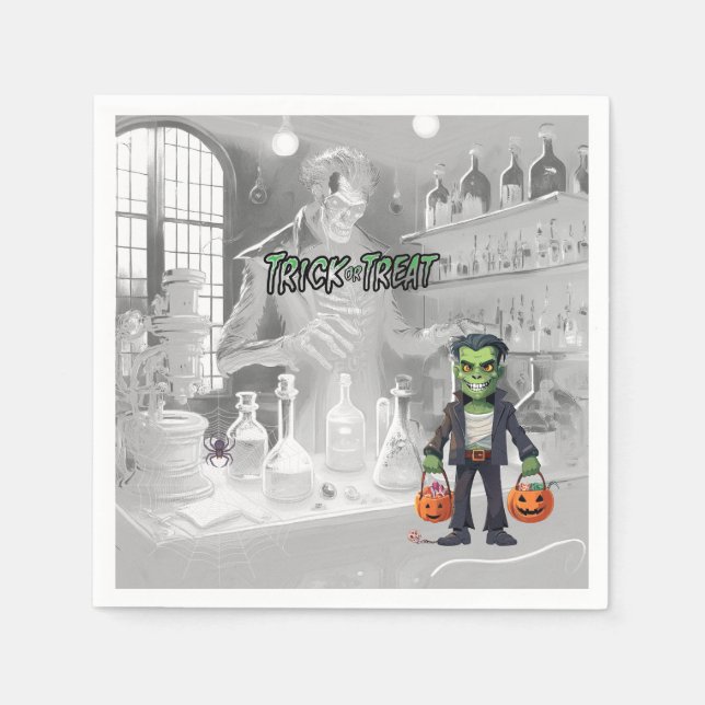 Servilleta De Papel Halloween Truco o Trato Frankenstein (Anverso)
